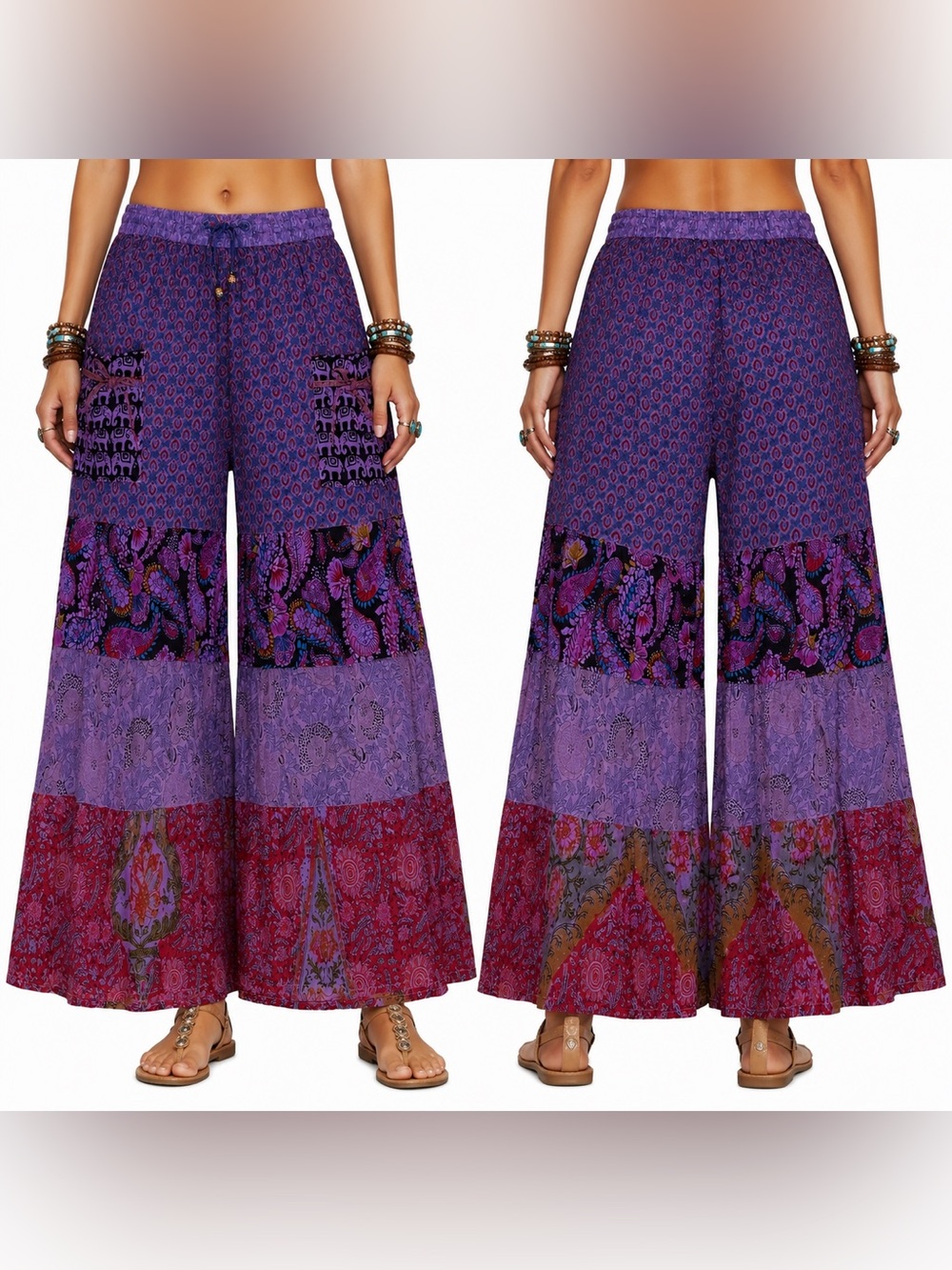 Hippie Forever Handmade Patchwork Palazzo Pants Womens SZ OS Enchanted Fairycore